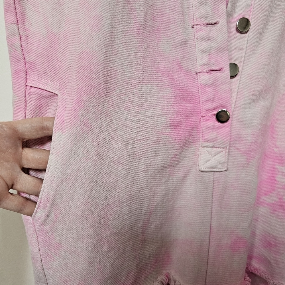 N°1 Los Angeles Pink Acid Wash Distressed Denim Jumpsuit Size S - Picture 11 of 17